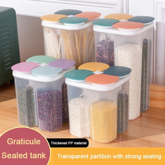 1500ML Grains Storage Tank Kitchen Compartment Storage Box Plastic Moisture-Proof